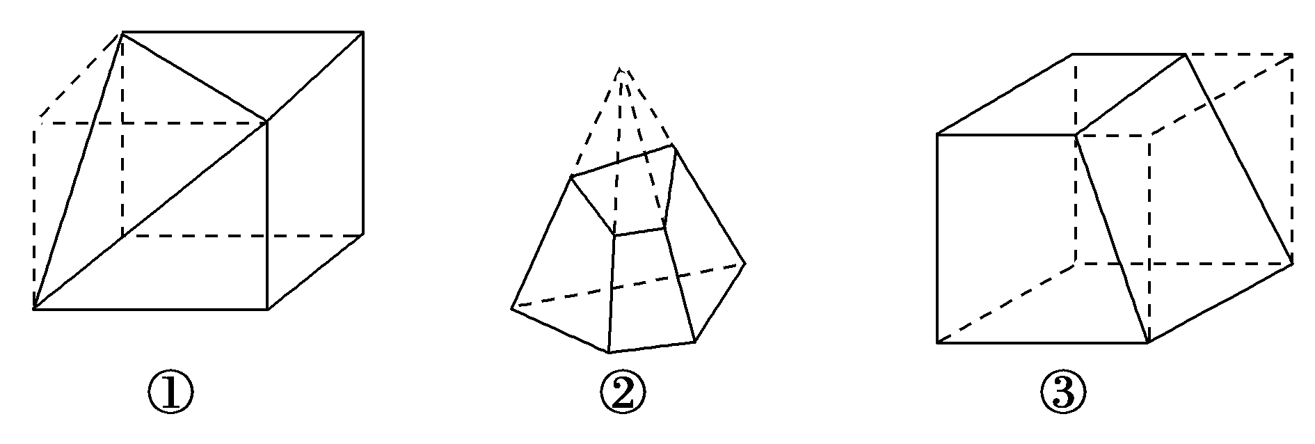 画一个三棱锥和一个四棱台.