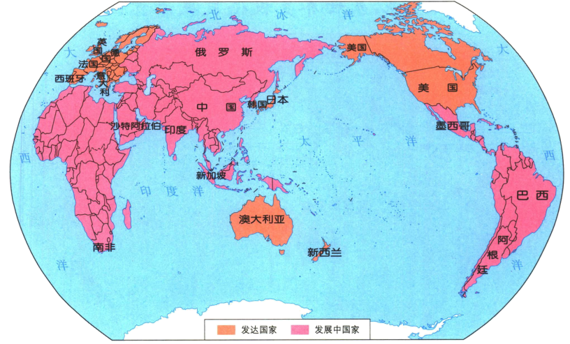 发达国家和发展中国家对比表1992 2014年发达国家和发中国家 (1998年