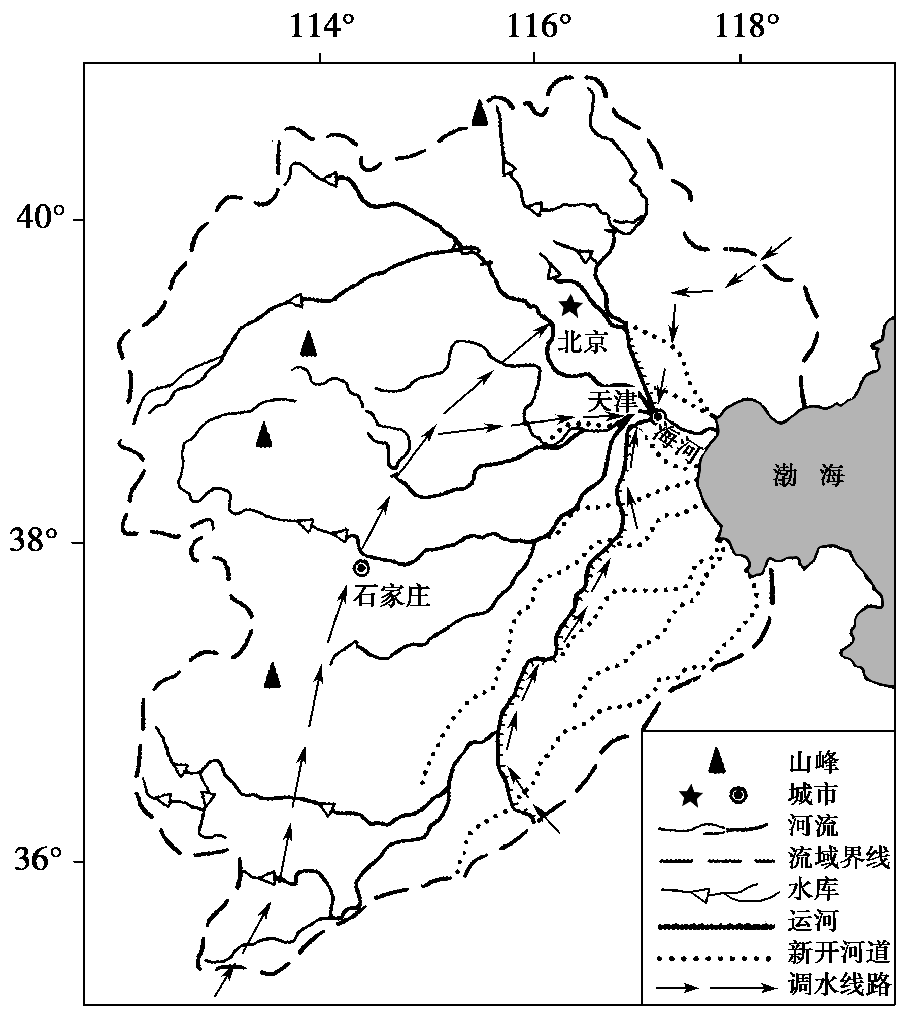 下图为海河流域水系图下表为海河与珠江水文水系特征对比表据此完成
