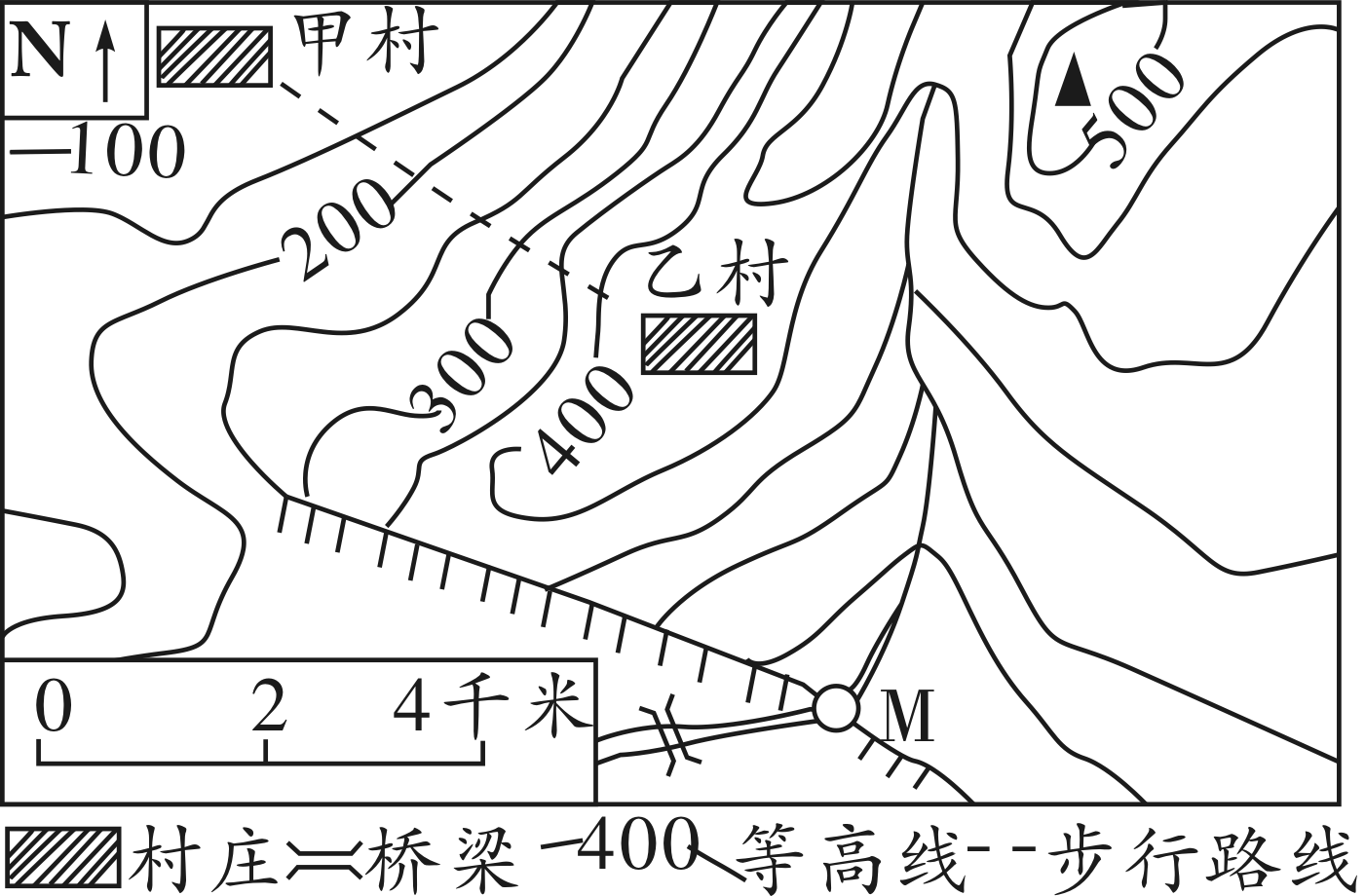 等高线地形图及其判读 【推荐3】下图为某地等高线(单位:米)示意图