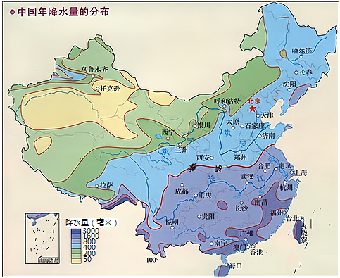 降水空间分布与水资源的空间分布关系密切读我国年降水量图完成小题