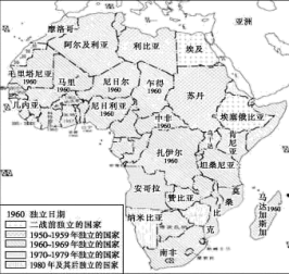 第二次世界大战后民族解放浪潮空前高涨观察下边非洲独立进程示意图对