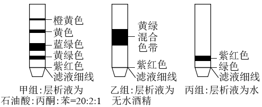 分析甲,乙组实验结果可排除紫红色素属于类胡萝卜素的可能性d.