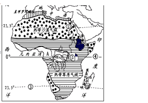 读非洲气候分布图回答下列问题