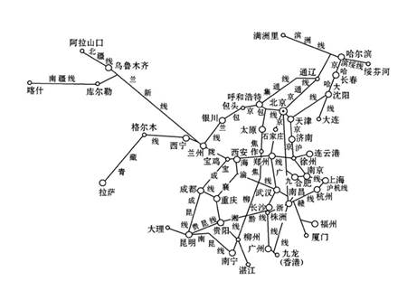 读我国主要铁路干线和交通枢纽图完成下列要求