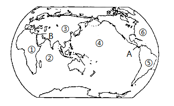 讀世界四大洋和七大洲分佈圖回答下列問題