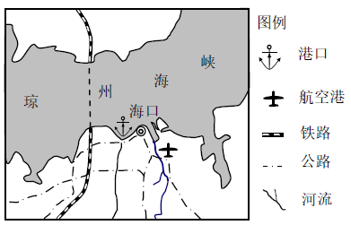 下圖為瓊州海峽兩岸局部地區示意圖完成下面小題