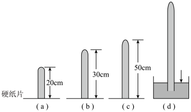 某研究小組同學用硬紙片水刻度尺及粗細相同長短不同的玻璃管做覆杯