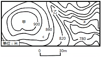 下图为黄土高原某地等高线分布图甲乙所在位置的地形分别是