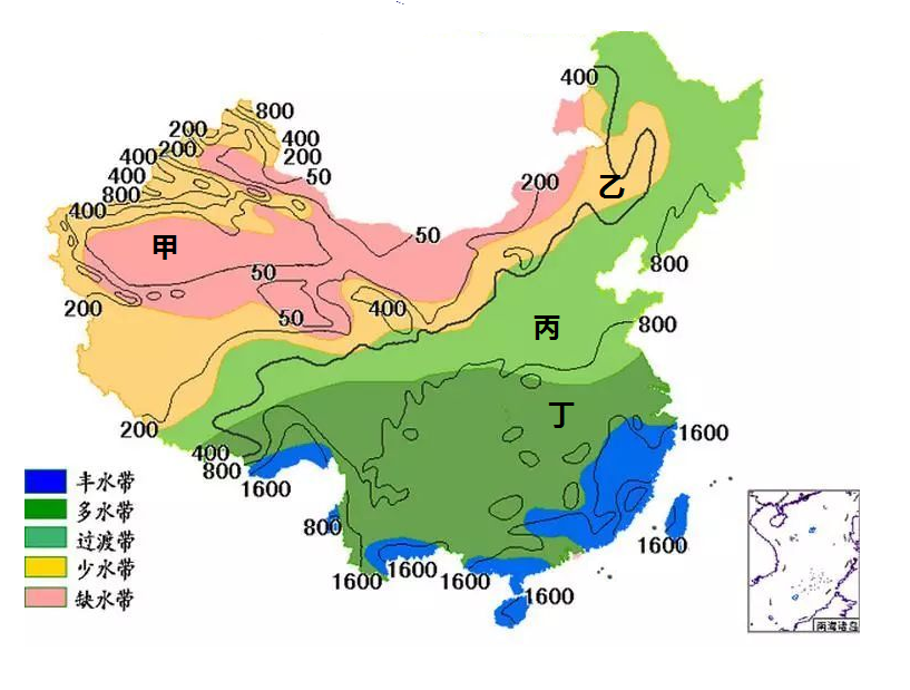 中国降水图手绘图片