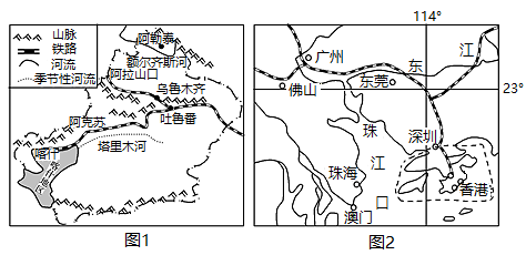 (1)從氣候,水文方面,比較喀什和深圳地理環境的差異性.(2