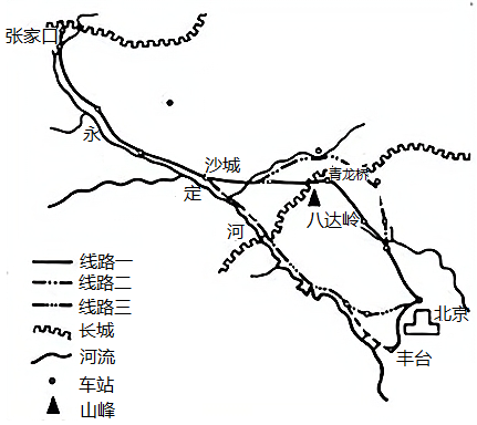 1905年,清政府开始修建京张铁路,经实地勘测后,总工程师詹天佑从三条