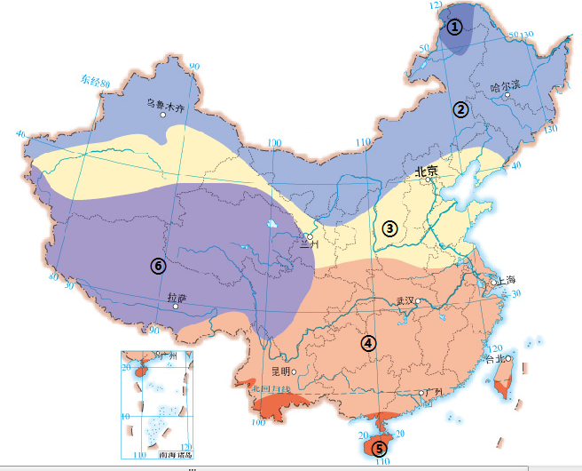 中国温度带分布图高清图片