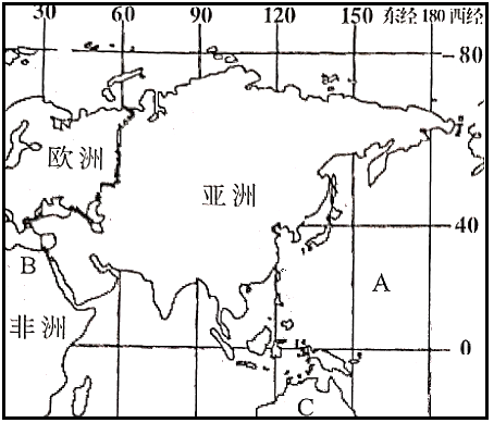 亚洲经纬线平面图图片