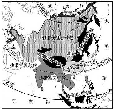 亚洲的气候分布图图片