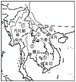 讀東南亞示意圖完成下面小題