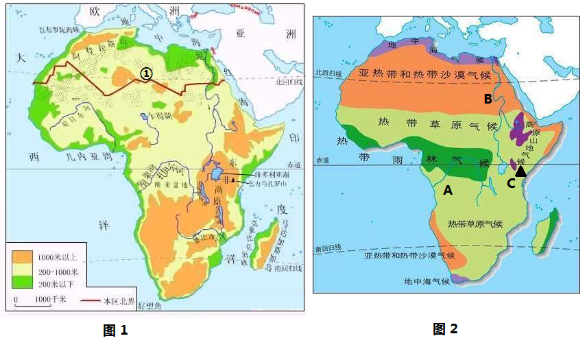 非洲等高线地形图图片