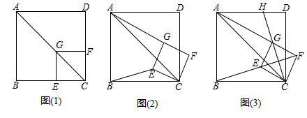 如图(1,已知点在正方形的对角线上.