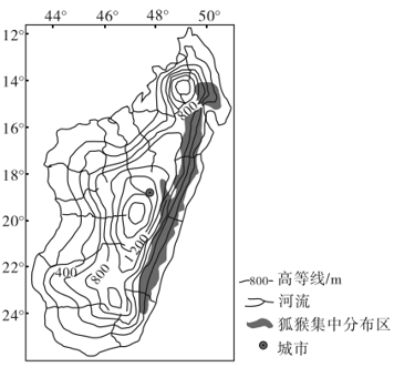 下图为马达加斯加岛等高线分布图据此完成下面小题