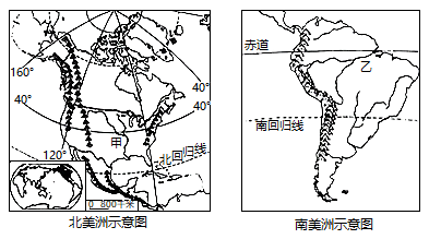 (1)從緯度位置看,北美洲大部分屬於__(溫度帶);從海陸位置看,北美洲東