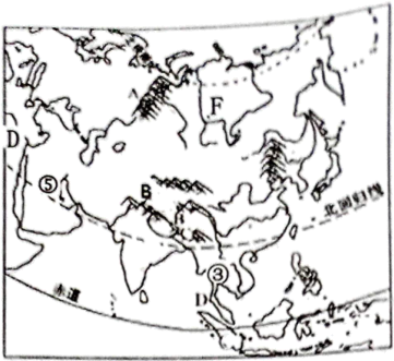 亚洲地区图回答问题图片