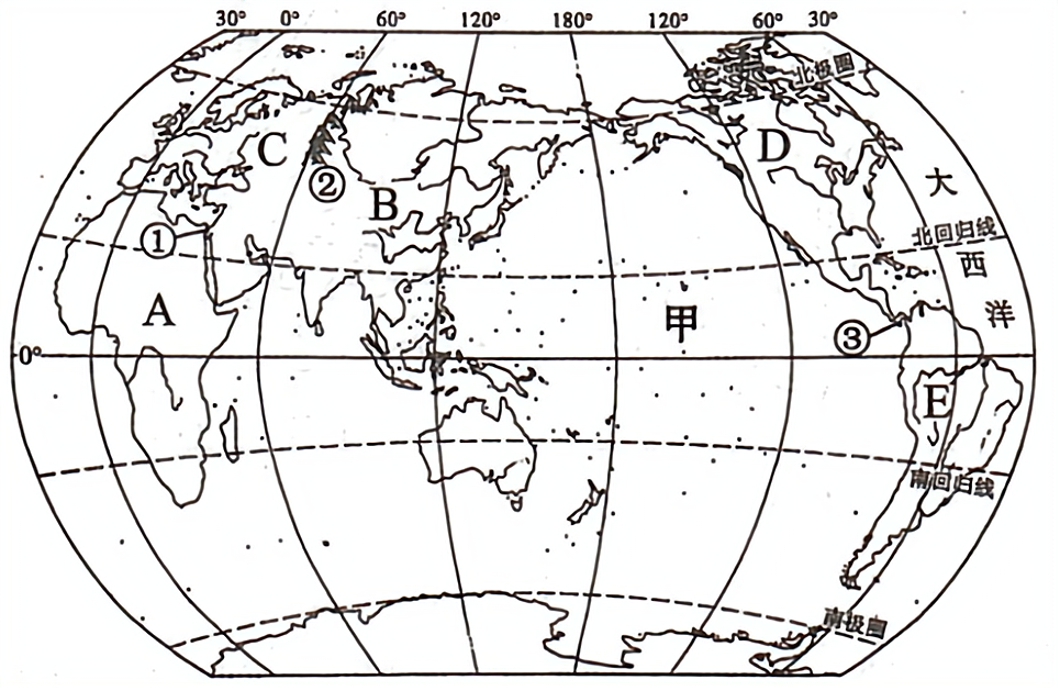 读世界海陆分布示意图和六大板块分布示意图回答下列问题