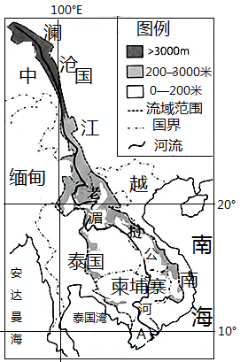 發源於中國,沿岸礦產資源豐富d.該河流流向大致為自西北向東南2.