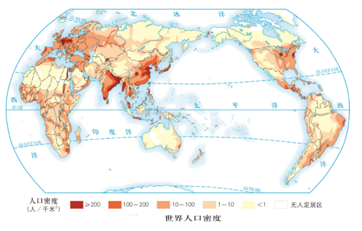 世界人口密度分布图片