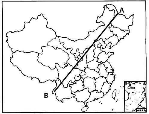 (1)图中线段ab为我国人口地理分界线,a为黑龙江省的