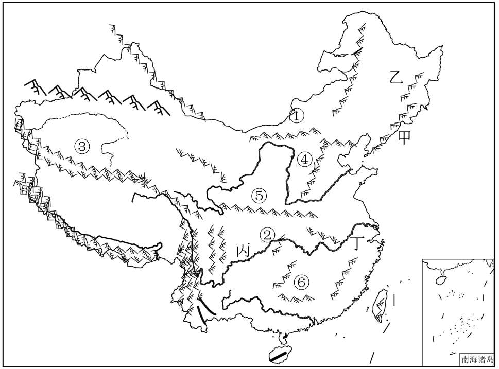 下图为中国主要山脉分布图读图完成下面小题