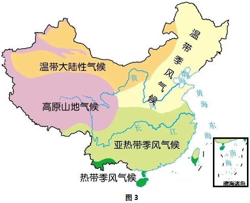 读黄河流域水系略图图1长江流域水系略图图2和中国的主要气候类型图图