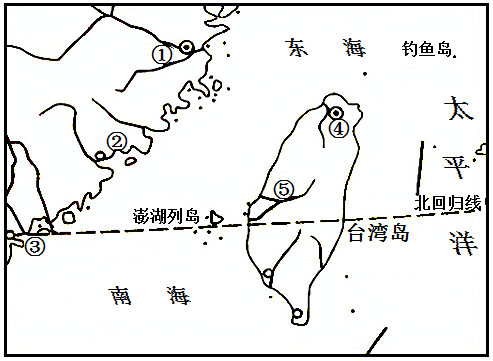 圖為臺灣省略圖和沿北迴歸線臺灣省地形剖面圖,讀下圖完成下列問題