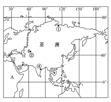 讀亞洲地區示意圖回答下列問題