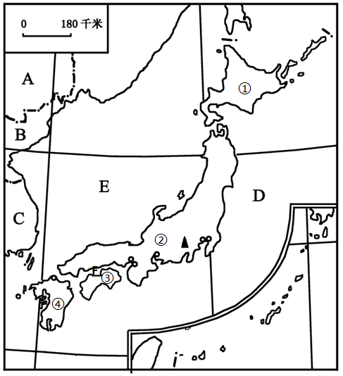 (1)東亞地區的國家中,與日本隔海相望的國家:a__b__.