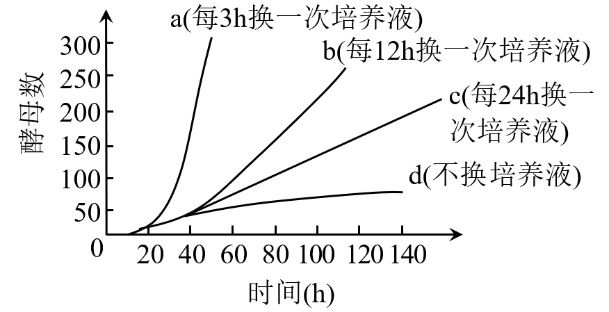 据图分析,下列说法错误的是( )a在b组条件下酵母菌数量不