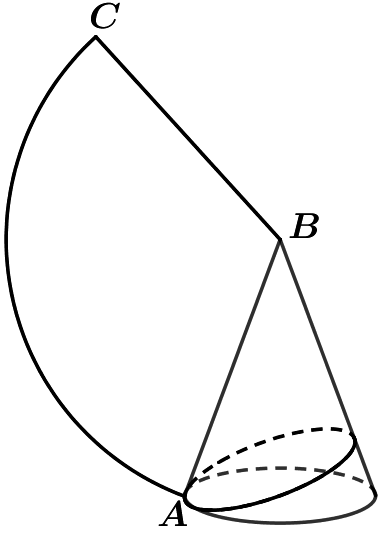 【推荐3】如图是一个圆锥与其侧面展开图,已知圆锥的底面半径是2,母线