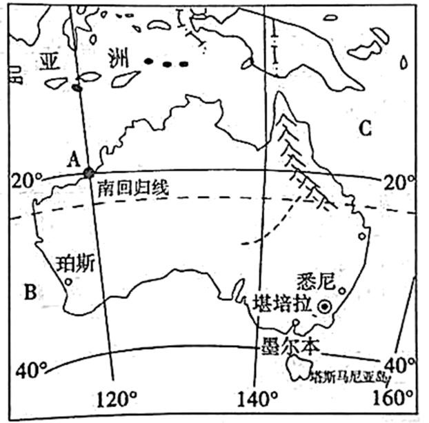 【推荐1】读澳大利亚位置示意图,完成下列问题
