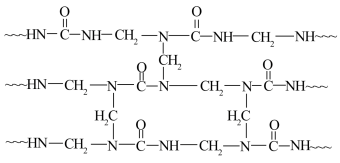 發生類似苯酚和甲醛的反應得到線型脲醛樹脂,再通過交聯形成網狀結構