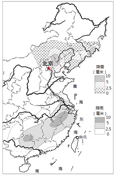 【小題1】華北和東北的部分地區可能出現()a.降雨或降雪b.沙塵暴天