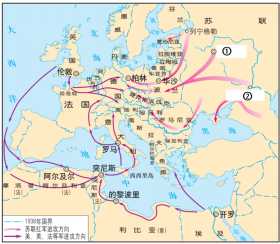 观察下图19431945年欧洲北非战场示意图其中在①处进行的