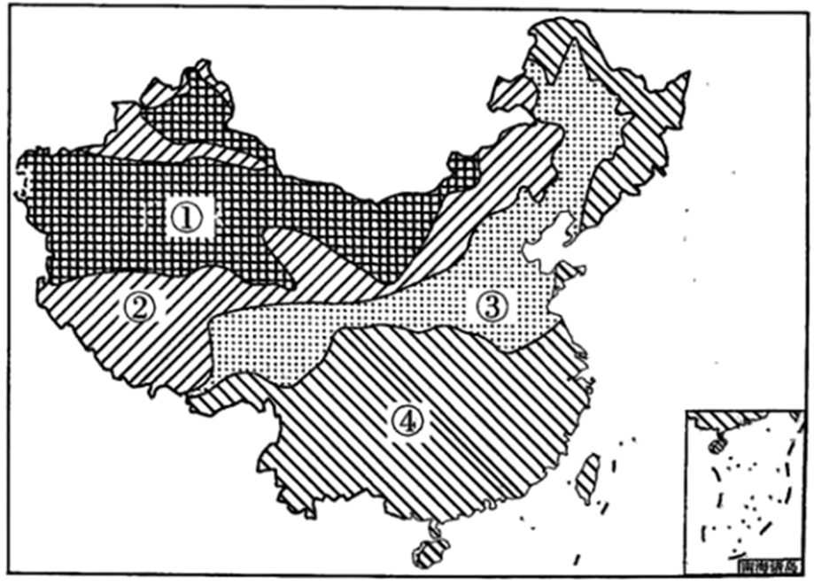 读中国干湿地区分布示意图,回答下列问题