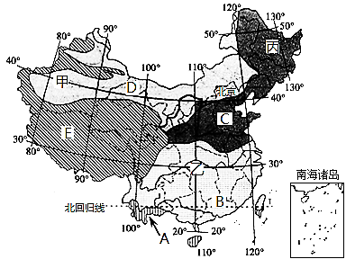 读中国气候类型分布图,回答下列问题