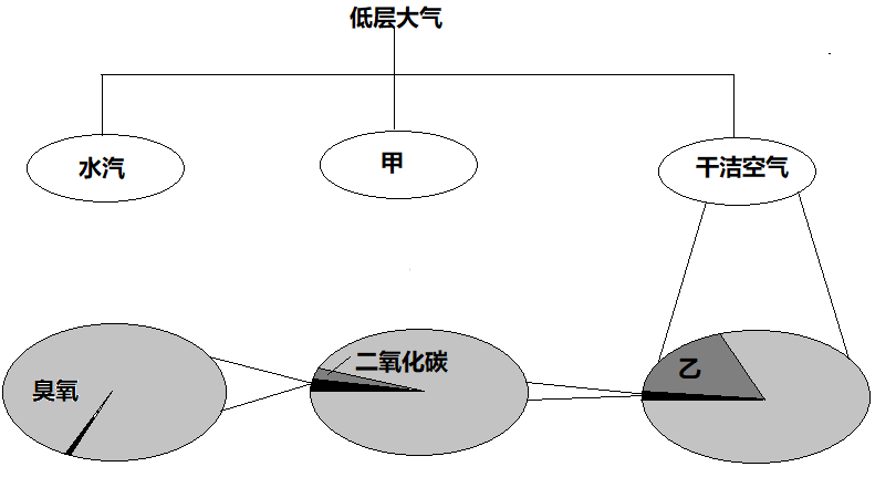 读低层大气组成示意图完成下面小题