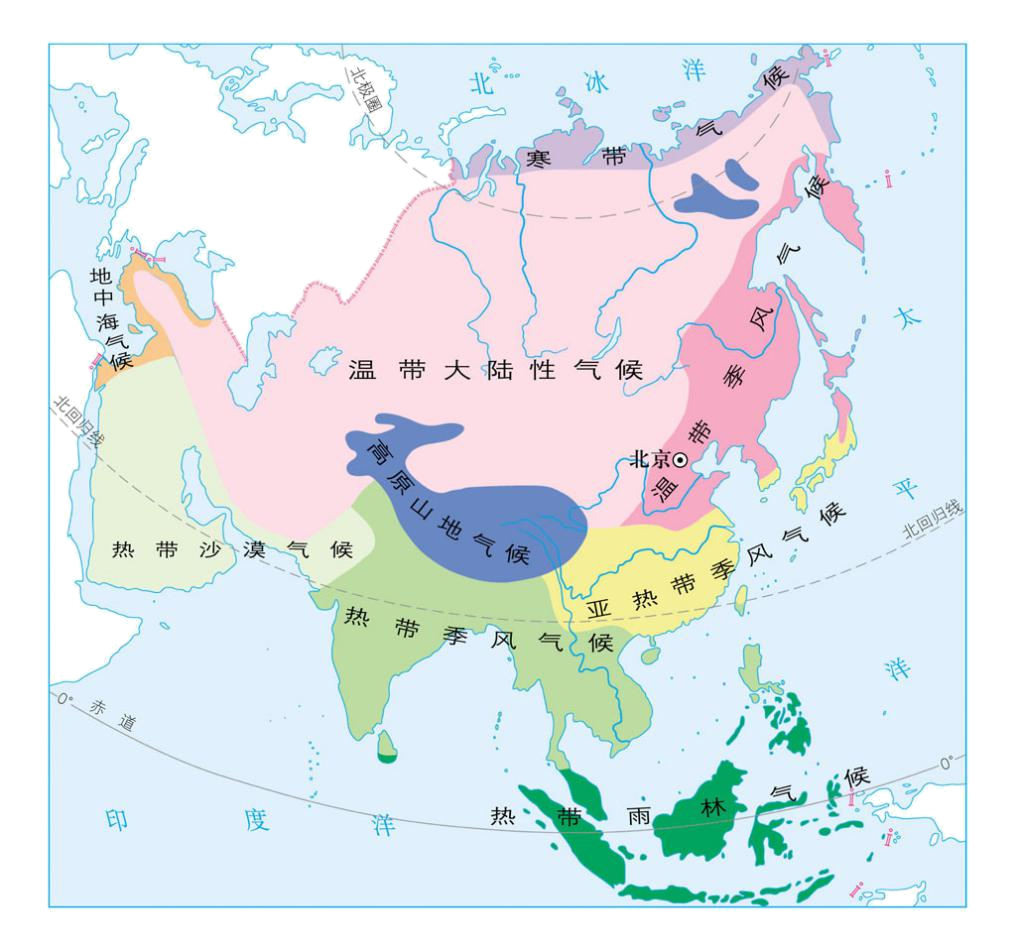 亚洲气候分布图图片