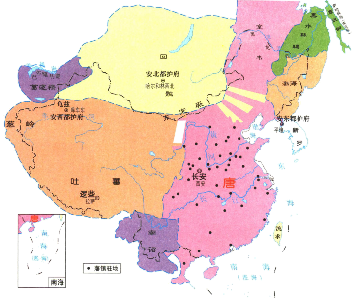 唐朝后期藩镇割据形势图