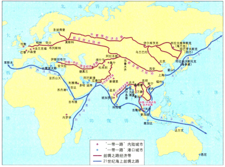 丝绸之路全程示意图图片