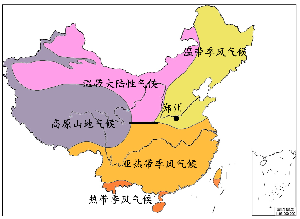 读下面的中国气候类型分布图,回答下列问题