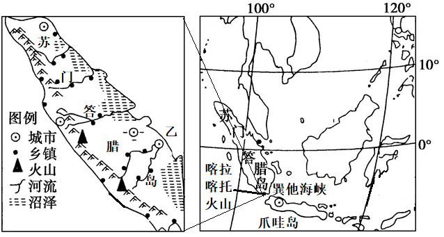 印度尼西亚的喀拉喀托火山位于爪哇岛和苏门答腊岛之间的巽他海峡现在