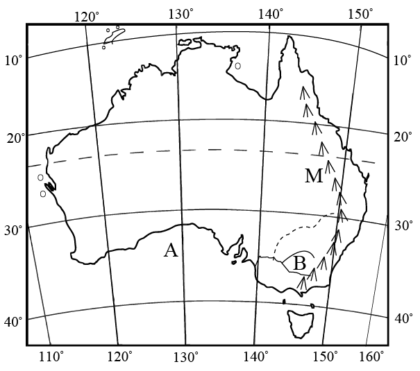 图中b为澳大利亚的混合农业分布区,其发展的有利条件有()①地形平坦②