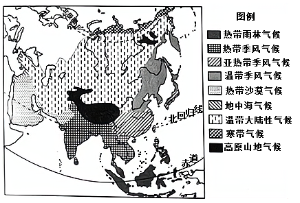 亚洲气候类型图空白图片